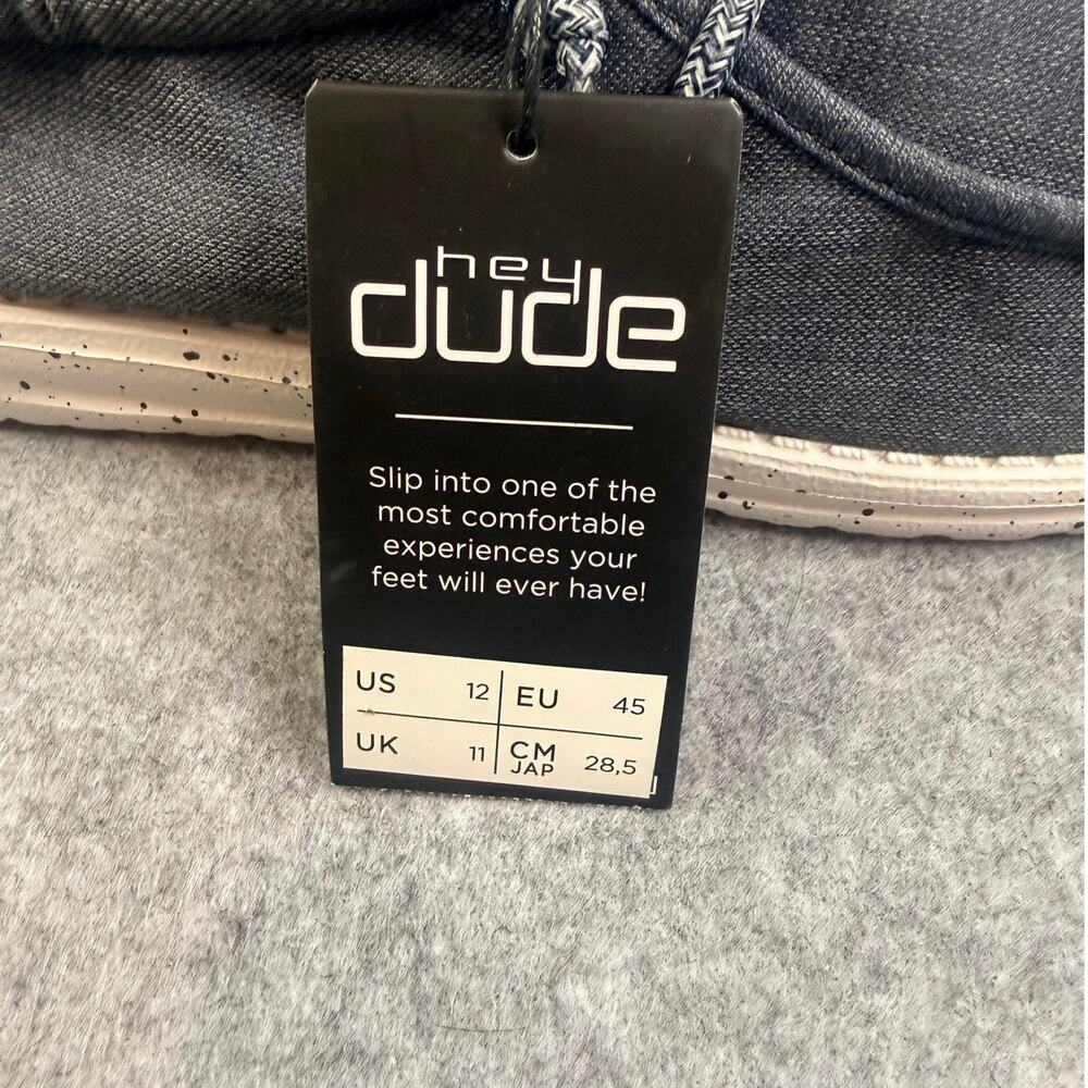 Hey Dude Wally Chambray Black Men's Size 12 Slip On Shoes NWT - Picture 7 of 8